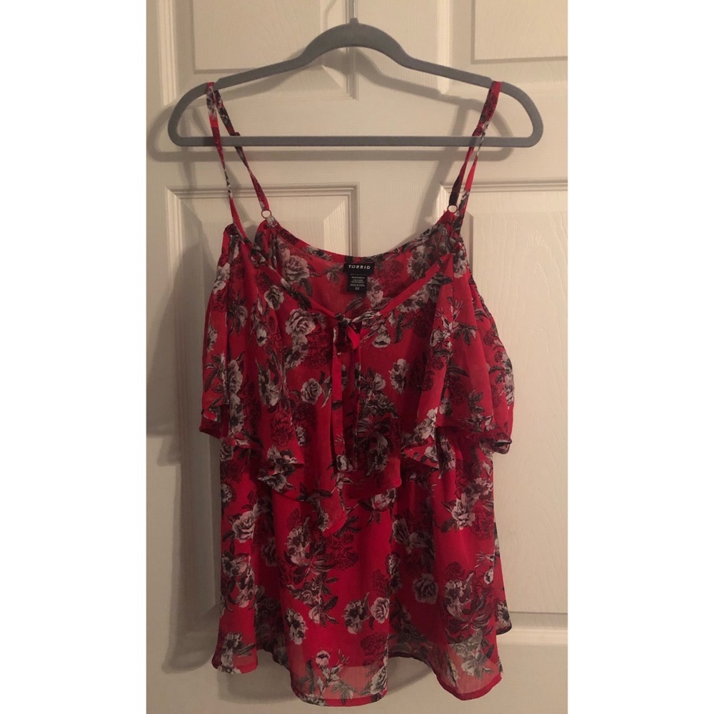 Pink TORRID cold shoulder babydoll top